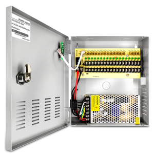 18-Channel DC 12-Volt 10-Amp Output CCTV Distributed Power Supply Box/Converter with AC Plug and Lock(10A 18-Channel)