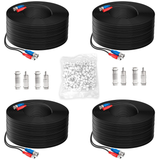 (4×150 Feet) Video Power Cable BNC Extension Outdoor Wired Surveillance Camera All-in-One Cables for CCTV Security Cameras DVR System with 4xBNC Connectors and 4xRCA Adapters,Black