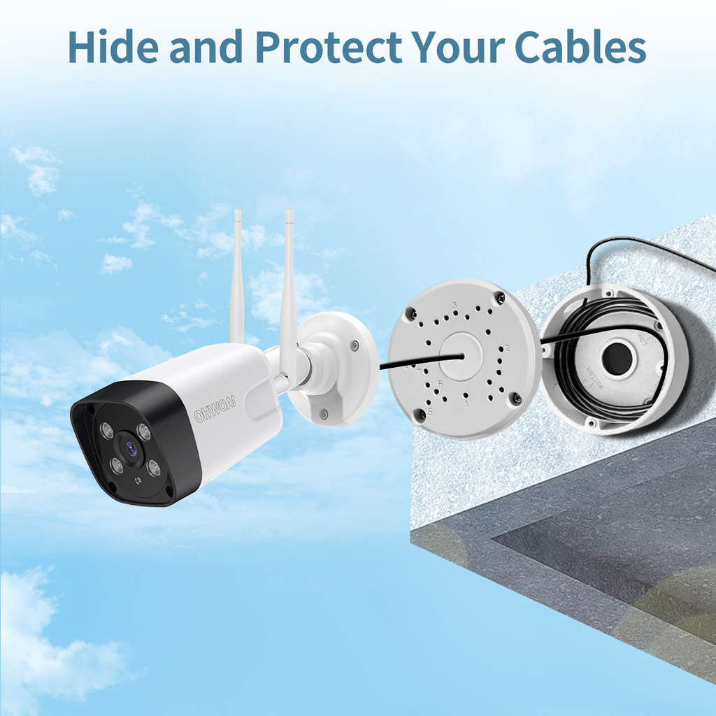 Universal Mount for Bullet Security Cameras, Waterproof Metal Junction Box for Outdoor Surveillance Camera, Conceal Cables on The Wall