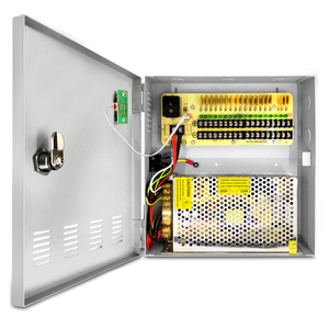 18-Channel DC 12-Volt 20-Amp Output CCTV Distributed Power Supply Box/Converter with AC Plug and Lock(20A 18-Channel)