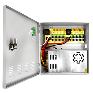 18-Channel DC 12-Volt 30-Amp Output CCTV Distributed Power Supply Box/Converter with AC Plug and Lock (30A 18-Channel)