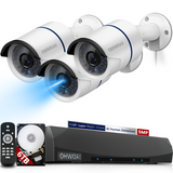 POE Security Camera System,8 Channel PoE 5MP NVR, 3pcs 5.0MP PoE IP Cameras, AI Detection,Audio,IP67
