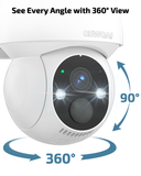 《100% Solar Powered &Full 360° Coverage》Outdoor Wireless PTZ Camera System, 4MP Solar Powered Battery Cameras,Home Video Surveillance, Surveillance DVR Kits (Enjoy $10 Off Instantly)