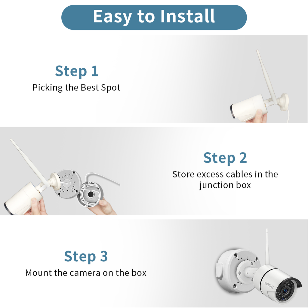 Universal Mount for Bullet Security Cameras, Waterproof Metal Junction Box for Outdoor Surveillance Camera, Conceal Cables on The Wall
