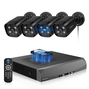 《130° Wide Angle & 2-Way Audio》Outdoor Wired Security Camera System, Black 8MP IP Cameras,Home Video Surveillance (Enjoy $10 Off Instantly)