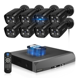 《130° Wide Angle & 2-Way Audio》Outdoor Wired Security Camera System, Black 8MP IP Cameras,Home Video Surveillance (Enjoy $20 Off Instantly)