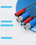 (4×150 Feet) Video Power Cable BNC Extension Outdoor Wired Surveillance Camera All-in-One Cables for CCTV Security Cameras DVR System with 4xBNC Connectors and 4xRCA Adapters,Black