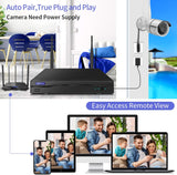 2-Antennas Enchance Security Camera System Wireless, 10-Channel 5.0MP NVR, 6PCS 1536P 3.0MP CCTV WI-FI IP Cameras for Homes