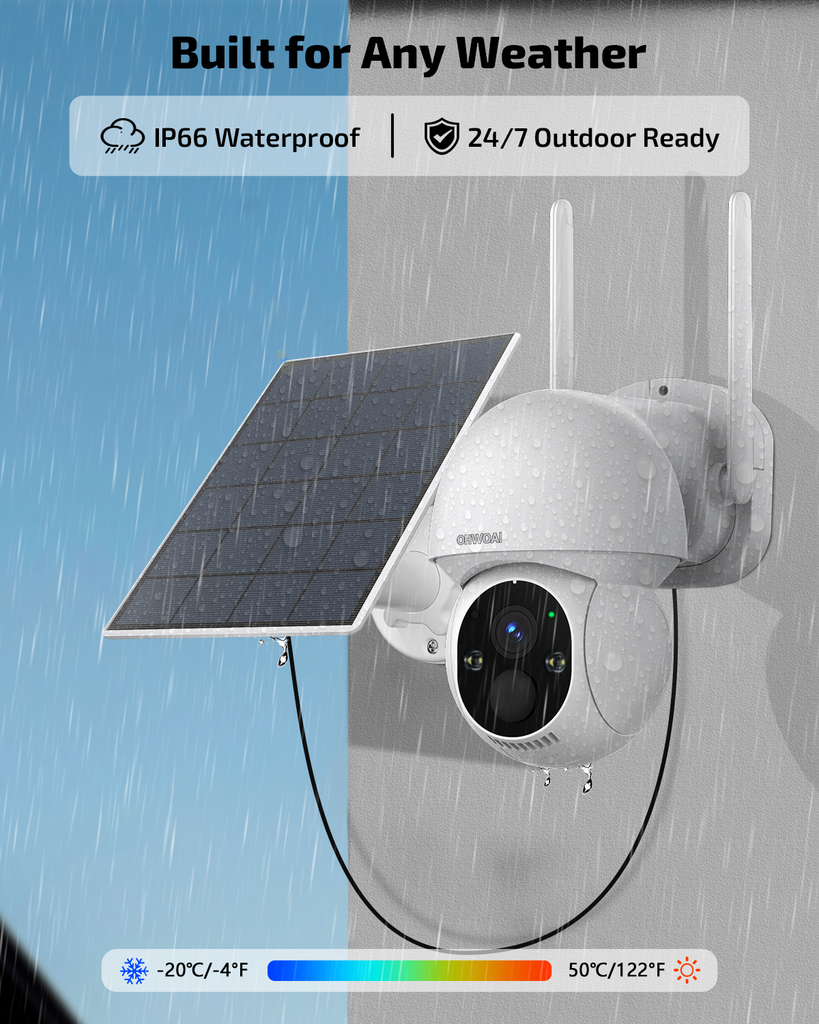 《100% Solar Powered &Full 360° Coverage》Outdoor Wireless PTZ Camera System, 4MP Solar Powered Battery Cameras,Home Video Surveillance, Surveillance DVR Kits (Enjoy $10 Off Instantly)