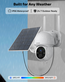 《100% Solar Powered &Full 360° Coverage》Outdoor Wireless PTZ Camera System, 4MP Solar Powered Battery Cameras,Home Video Surveillance, Surveillance DVR Kits (Enjoy $10 Off Instantly)