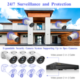 《Full HD 5MP & 80 Ft Night Vision》 CCTV Camera Security System for Indoor/Outdoor Use, 4 Channel DIY Surveillance System with 500GB Hard Drive for 24/7 Continuous Recording