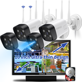 Wireless Security Camera System,4Pcs 5.0MP CCTV Home Wi-Fi IP Cameras,10 Channel Monitor NVR, AI Detection,Two-way Audio