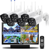 Wireless Security Camera System,6Pcs 5.0MP CCTV Home Wi-Fi IP Cameras,10 Channel Monitor NVR,AI Detection,Two-way Audio