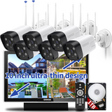Wireless Security Camera System,6Pcs 5.0MP CCTV Home Wi-Fi IP Cameras,10 Channel Monitor NVR,AI Detection,Two-way Audio