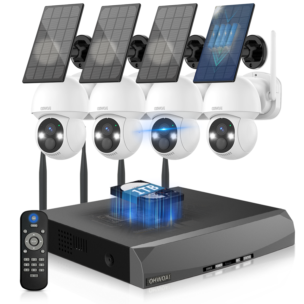 《100% Solar Powered &Full 360° Coverage》Outdoor Wireless PTZ Camera System, 4MP Solar Powered Battery Cameras,Home Video Surveillance, Surveillance DVR Kits (Enjoy $10 Off Instantly)