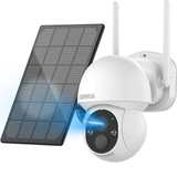 《Solar PTZ Camera&100% Wire-Free》4MP Solar Cameras for Home Security Outdoor Wireless System with 2-Way Audio,Expandable with 10-Ch NVR