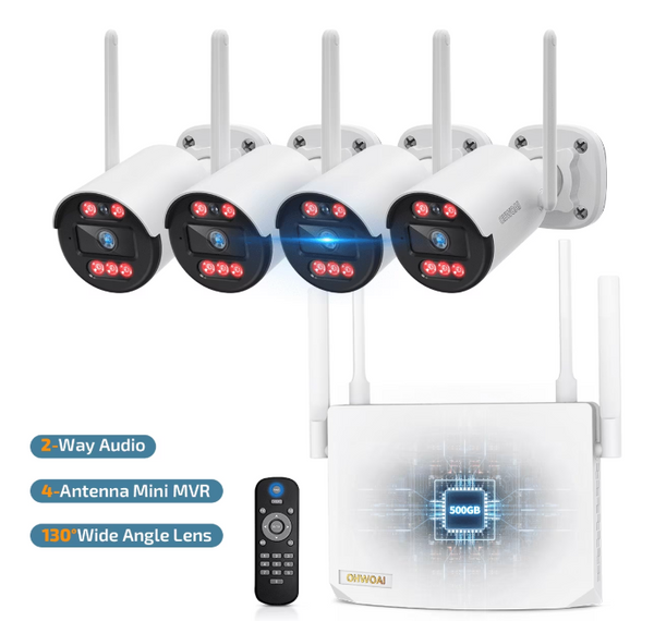 Security Camera Wireless System,130°Wide Angle View WIFI Cameras