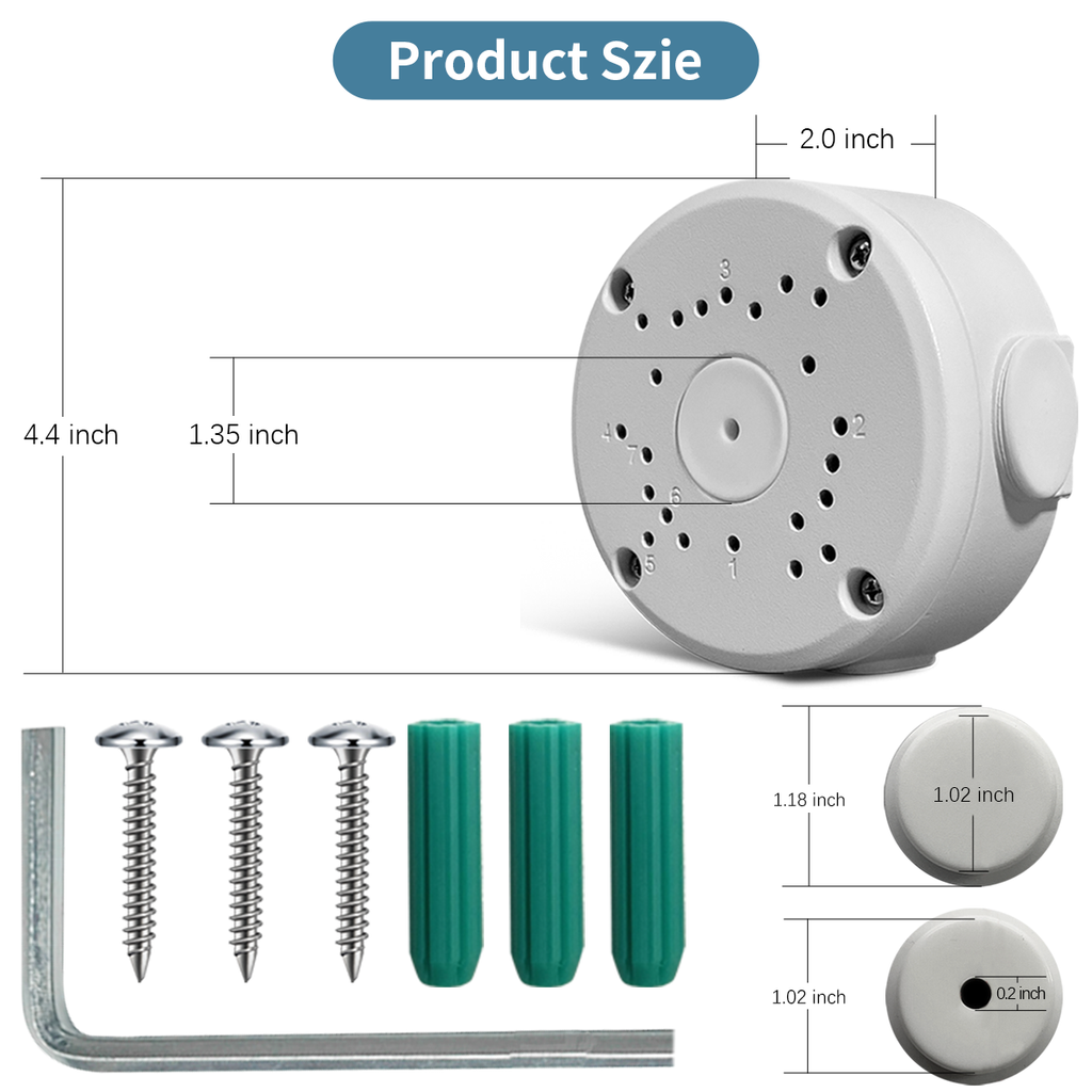 Universal Mount for Bullet Security Cameras, Waterproof Metal Junction Box for Outdoor Surveillance Camera, Conceal Cables on The Wall