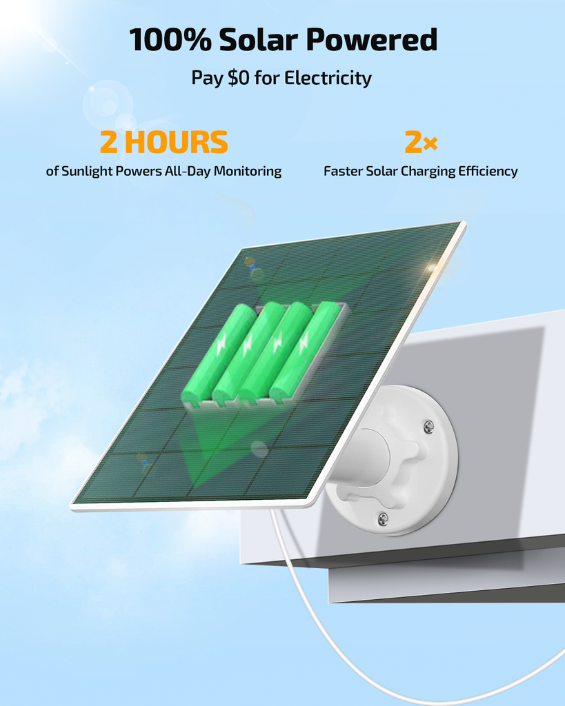 《100% Solar Powered &Full 360° Coverage》Outdoor Wireless PTZ Camera System, 4MP Solar Powered Battery Cameras,Home Video Surveillance, Surveillance DVR Kits (Enjoy $10 Off Instantly)
