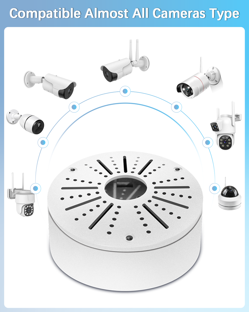 【Compatible Almost All Cameras Type】Universial Camera Junction Box Metal Universal Bullet Security Camera Junction Box Mount Bracket, Metal Indoor/Outdoor Camera Junction Box