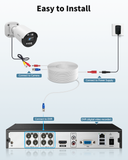 《2-in-1 Video Power Cable》 4-Pack 100FT White Extension Wire with BNC Connectors and RCA Adapter for Outdoor Security Camera DVR System