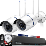 【2K,Dual Antenna Signal Enhancement】 Wireless Security Camera System,10-Channel 5.0MP NVR, 2Pcs 3.0MP Home IP Cameras,AI Human Detection,IP67