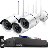 【2K,Dual Antenna Signal Enhancement】 Wireless Security Camera System,10-Channel 5.0MP NVR, 3Pcs 3.0MP Home IP Cameras,AI Human Detection,IP67