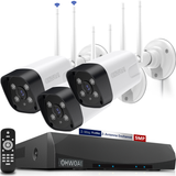 Wireless Security Camera System,3Pcs 5.0MP CCTV Home Wi-Fi IP Cameras,10 Channel NVR,AI Detection,Two-way Audio