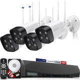 Wireless Security Camera System,4Pcs 5.0MP CCTV Home Wi-Fi IP Cameras,10 Channel NVR,AI Detection,Two-way Audio