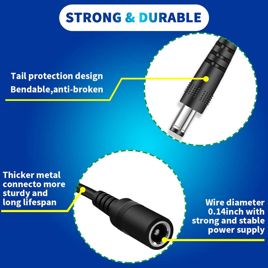 Power Extension Cable 33ft,DC 12V Plug Power Adapter Extension Cable for CCTV Security Camera,IP Camera,NVR