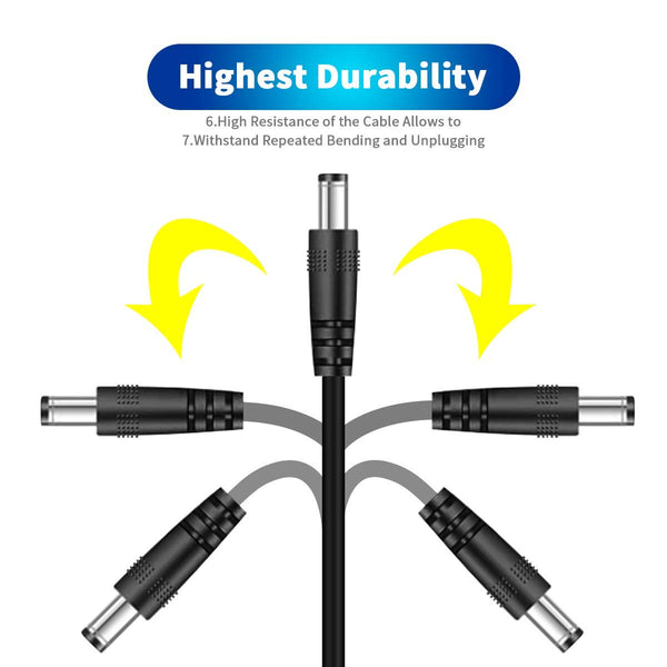 Cable Extensión 1m Seguridad-01 - Enchufe 5,5x2,1mm DC - Ideal CCTV, LED, Impresoras, 5V A 24V