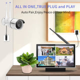 【2K 3.0MP & Dual Antenna】 All in One Monitor Wireless Security Camera System with 10" HD Screen,4Pcs CCTV WiFi IP Cameras,AI Human Detection