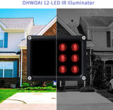 IR Illuminator,850nm 12-LED IR Illuminators,Ir Lights for Security Cameras,10ft 12V 2A Power Supply,OHWOAI Long Range Infrared Light