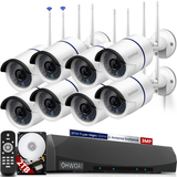 2-Antennas Enchance Security Camera System Wireless, 10-Channel 5MP NVR, 8PCS 1536P 3.0MP CCTV WI-FI IP Cameras for Homes