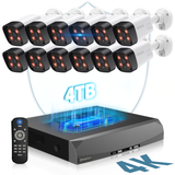 OHWOAI 4K PoE Security Camera System with AI Motion Detection, 12 Cams, 16CH NVR, 4TB HDD