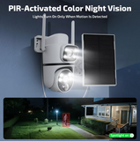OHWOAI Dual Lens Solar Wireless PTZ Security Camera, Dual Band WiFi Security Cameras with Color Night Vision, PIR Motion Detection & Two-Way Audio