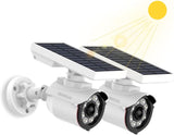 Focos Solares Exteriores con Sensor de Movimiento, Proyector LED de Seguridad Solar Inalámbrico, 1600 Lúmenes, Luz Solar Impermeable para Entrada, Detector de Movimiento Solar, Luz de Alarma de Seguridad por Infrarrojos (Paquete de 2)