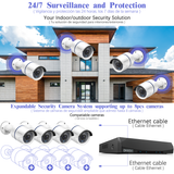 POE Security Camera System,8 Channel Poe 5MP NVR, 4pcs 5.0MP Poe IP Cameras, POE Wired Indoor&Outdoor System AI Detection,Audio,IP67