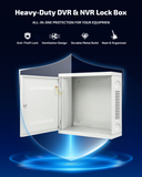 Security DVR NVR Lock Box, Heavy Duty Steel Wall Mount Enclosure for CCTV Surveillance Systems, Ventilated Design with Built-In Cable Management