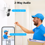 (Dual Lens & 2-Way Audio) Security Cameras Outdoor System Wireless WiFi PTZ Camera for Home Surveillance Indoor Video Color Night Vision House Door Monitor Alarm Waterproof