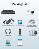 Sistema de cámaras POE 4K con 12 cámaras de 8.0MP, NVR de 16 canales, detección de humanos AI, grabación continua las 24/7, resistente al agua (IP66), con audio