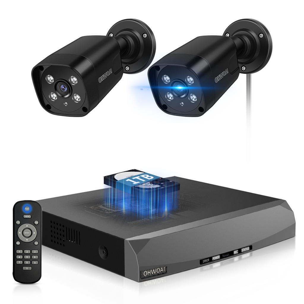 Outdoor Wired Security Camera System, Black 8MP IP Cameras,Home