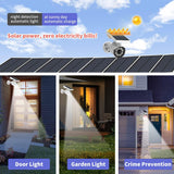 Focos Solares Exteriores con Sensor de Movimiento, Proyector LED de Seguridad Solar Inalámbrico, 1600 Lúmenes, Luz Solar Impermeable para Entrada, Detector de Movimiento Solar, Luz de Alarma de Seguridad por Infrarrojos (Paquete de 2)