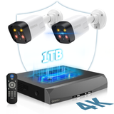 OHWOAI 4K POE Security Camera System, 2 Wired Cameras with 2 Way Audio, POE Cameras for Home Security, NVR Video Surveillance Systems