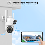 (Dual Lens & 2-Way Audio) Security Cameras Outdoor System Wireless WiFi PTZ Camera for Home Surveillance Indoor Video Color Night Vision House Door Monitor Alarm Waterproof