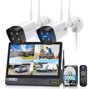 Sistema de cámaras de seguridad inalámbricas para exteriores con monitor todo en uno y antenas duales, cámaras WiFi para sistemas de videovigilancia domésticos, kits de DVR de vigilancia (¡Disfruta de $10 de descuento al instante!)