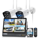 《All-in-One Monitor & Dual Antennas》Wireless Security Camera System Outdoor with All-in-One Monitor, WiFi Cameras for Home Video Surveillance Systems, Surveillance DVR Kits (Enjoy $10 Off Instantly)