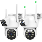 (Dual Lens & 2-Way Audio) Security Cameras Outdoor System Wireless WiFi PTZ Camera for Home Surveillance Indoor Video Color Night Vision House Door Monitor Alarm Waterproof