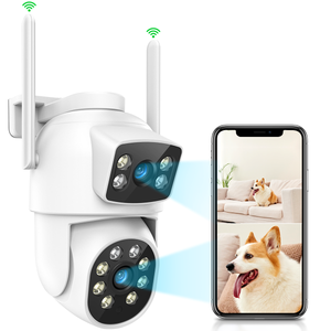 (Dual Lens & 2-Way Audio) Security Cameras Outdoor System Wireless WiFi PTZ Camera for Home Surveillance Indoor Video Color Night Vision House Door Monitor Alarm Waterproof