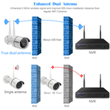 【2K, Mejora de Señal con Antena Dual】 Sistema de Cámaras de Seguridad Inalámbrica, NVR de 10 Canales de 5.0MP, 2 Cámaras IP Domésticas de 3.0MP, Sistema de Vigilancia CCTV Interior/Exterior OHWOAI, Detección de Humanos por AI, IP67